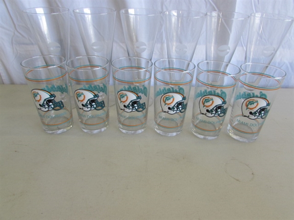 FOOTBALL THEMED PEPSI GLASSES, PLUS OTHERS