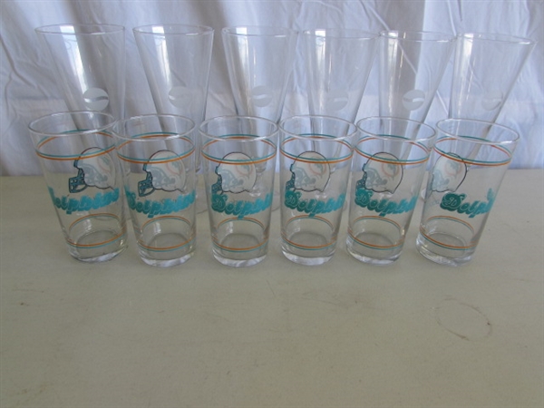 FOOTBALL THEMED PEPSI GLASSES, PLUS OTHERS