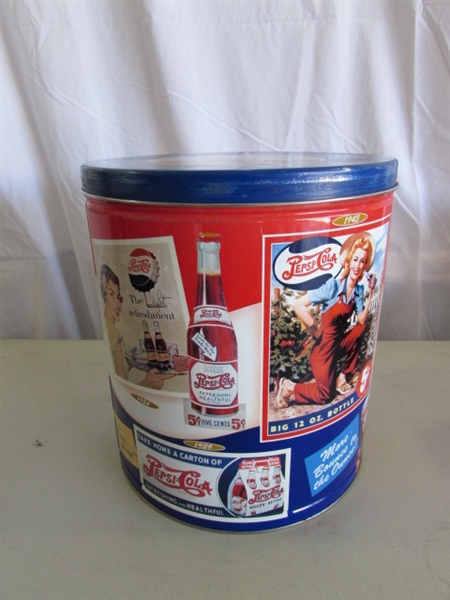 PEPSI-COLA TINS, TRAY & PLASTIC CRATE