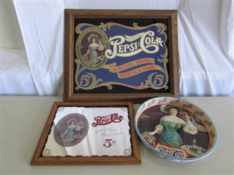 2 "PEPSI-COLA" WALL MIRRORS & SERVING TRAY
