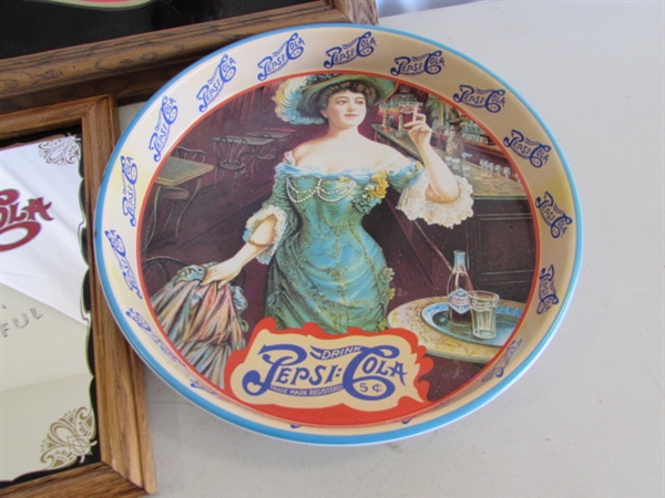 2 PEPSI-COLA WALL MIRRORS & SERVING TRAY