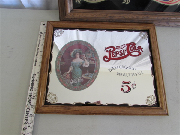 2 PEPSI-COLA WALL MIRRORS & SERVING TRAY