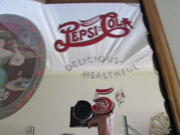 2 PEPSI-COLA WALL MIRRORS & SERVING TRAY