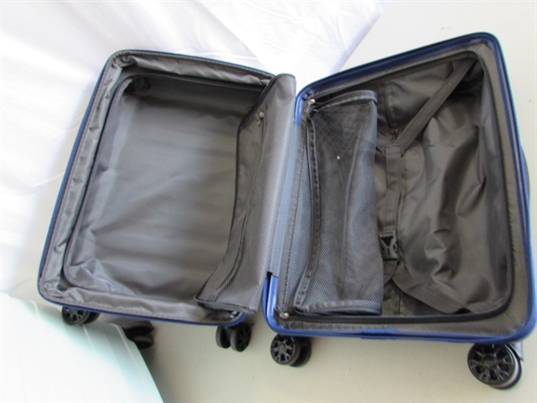 3 HARDSHELL 360 DEGREE ROLLING SUITCASES W/PLASTIC PROTECTIVE COVERS