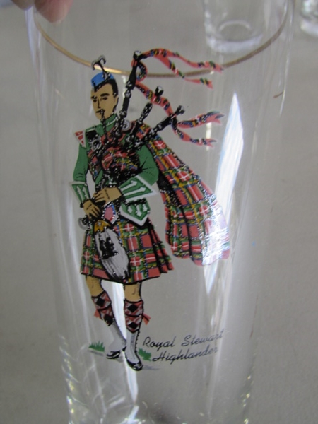 SET OF 7 VINTAGE LIBBEY SCOTTISH HIGHLANDER GLASSES