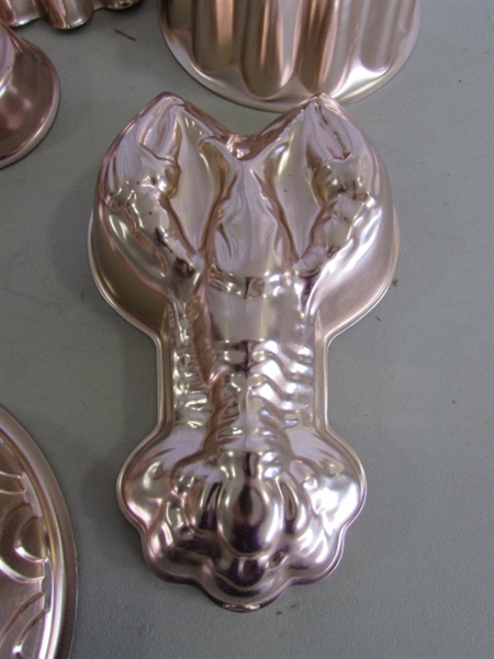 VINTAGE COPPER JELLO MOLDS & CASTLE BUNDT CAKE MOLD