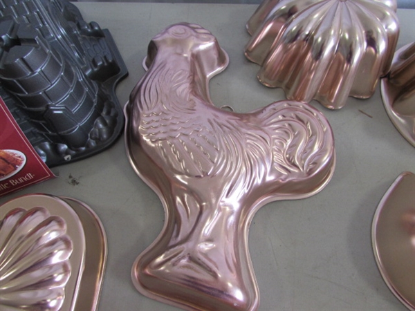 VINTAGE COPPER JELLO MOLDS & CASTLE BUNDT CAKE MOLD
