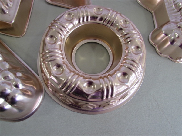 VINTAGE COPPER JELLO MOLDS & CASTLE BUNDT CAKE MOLD