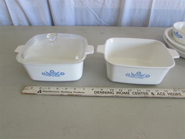 PYREX DIVIDED DISH & CORNING WARE CORNFLOWER BLUE BAKING DISHES