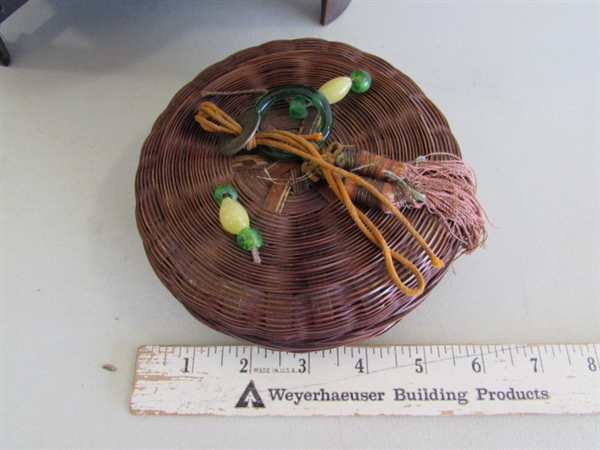 LARGE & SMALL ANTIQUE CHINESE SEWING BASKETS
