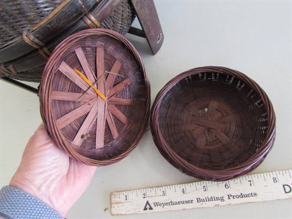 LARGE & SMALL ANTIQUE CHINESE SEWING BASKETS