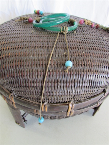 LARGE & SMALL ANTIQUE CHINESE SEWING BASKETS