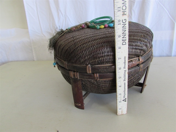LARGE & SMALL ANTIQUE CHINESE SEWING BASKETS