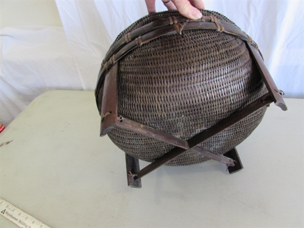 LARGE & SMALL ANTIQUE CHINESE SEWING BASKETS