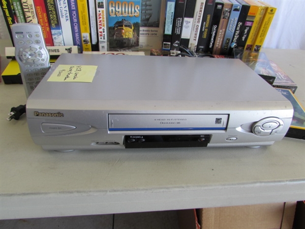PANASONIC VCR W/REMOTE & VHS COLLECTION