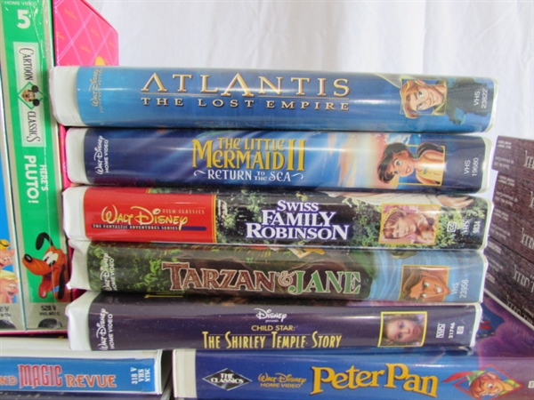 COLLECTION OF DISNEY VHS & PANASONIC VCR W/REMOTE