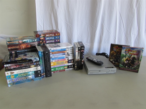 MAGNAVOX DVD PLAYER & COLLECTION OF SERIES DVDS