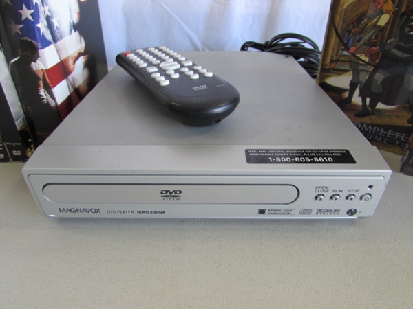 MAGNAVOX DVD PLAYER & COLLECTION OF SERIES DVDS