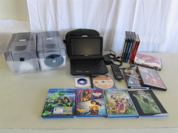 PORTABLE DVD PLAYER & DVD MOVIE COLLECTION & CD/DVD ORGANIZERS