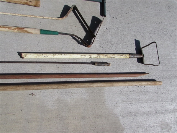 LONG HANDLES GARDEN TOOLS & FROG FORKS