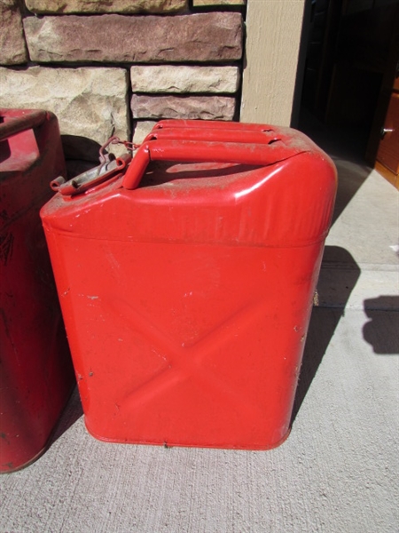 3 VINTAGE METAL JERRY CANS