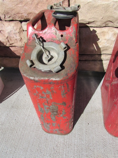 3 VINTAGE METAL JERRY CANS