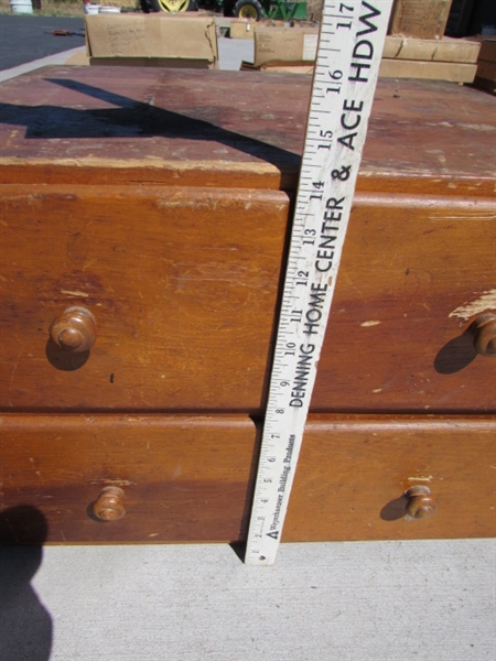 4-DRAWER WOODEN BOX, LEAD SOLDIER MOLDS AND OTHER CONTENTS