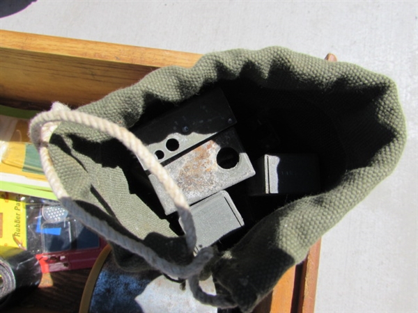 4-DRAWER WOODEN BOX, LEAD SOLDIER MOLDS AND OTHER CONTENTS