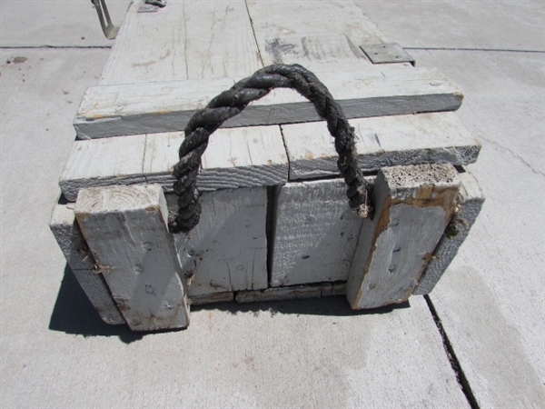 VINTAGE WOODEN AMMO CRATE/BOX W/ASSORTED STONES/ROCKS