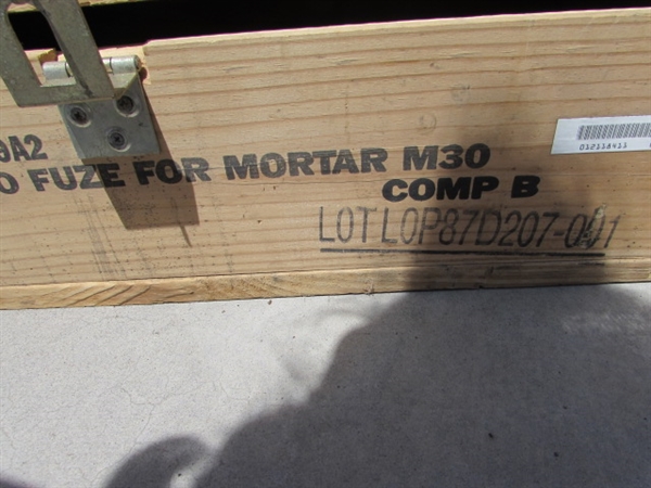 VINTAGE WOODEN AMMO CRATE/BOX WITH SCRAPERS, CHISELS & MORE
