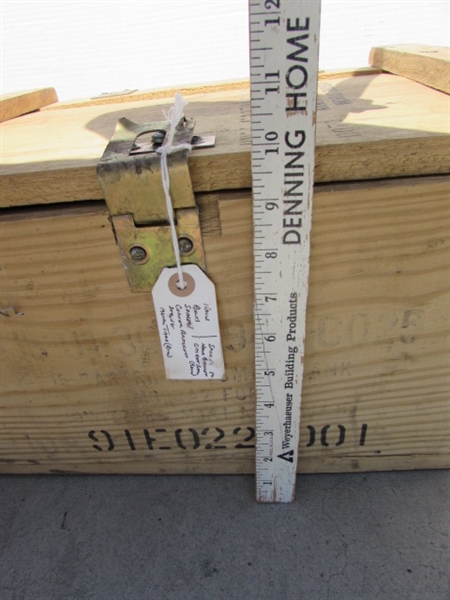 VINTAGE WOODEN AMMO CRATE/BOX WITH HARDWARE & MISC