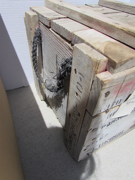 VINTAGE WOODEN AMMO CRATE/BOX WITH ASSORTED WRENCHES