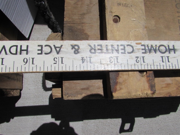 VINTAGE WOODEN AMMO CRATE/BOX WITH NAILS, AXE HEADS & FARRIER TOOL