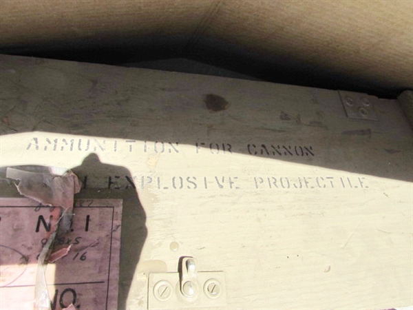 VINTAGE WOODEN AMMO CRATE/BOX WITH ASSORTED HAND TOOLS