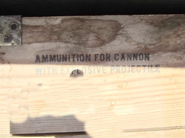VINTAGE WOODEN AMMO CRATE/BOX WITH MISC ITEMS