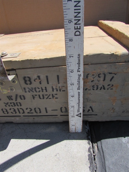VINTAGE WOODEN AMMO CRATE/BOX WITH MISC ITEMS