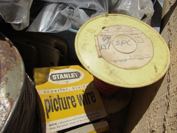 VINTAGE WOODEN AMMO CRATE/BOX WITH MISC ITEMS