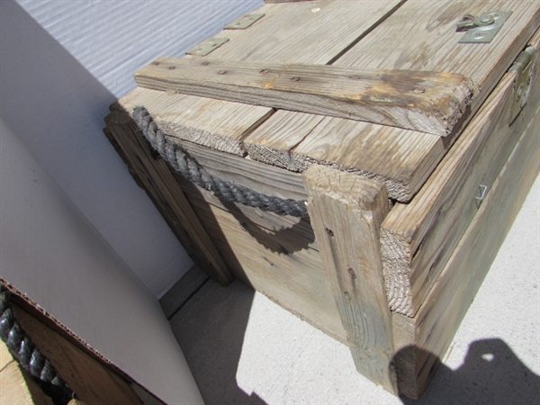 VINTAGE WOODEN AMMO CRATE/BOX WITH CLAMPS