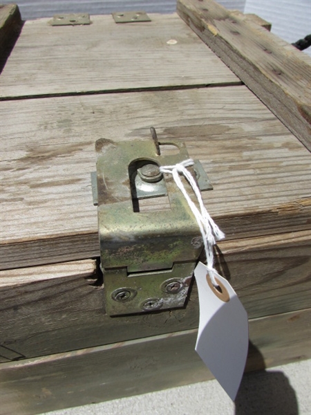 VINTAGE WOODEN AMMO CRATE/BOX WITH CLAMPS
