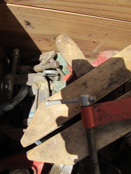 VINTAGE WOODEN AMMO CRATE/BOX WITH CLAMPS