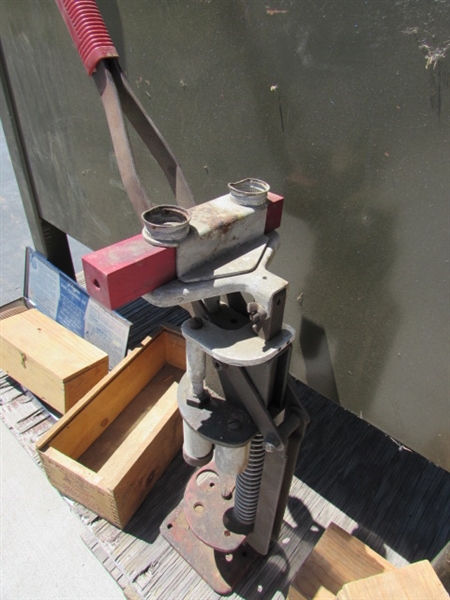 RELOADING TOOLS, EMPTY WOODEN BOXES & MORE