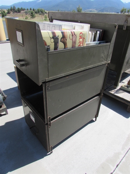 PAIR OF HEAVY DUTY STACKING METAL FILE DRAWERS W/CONTENTS