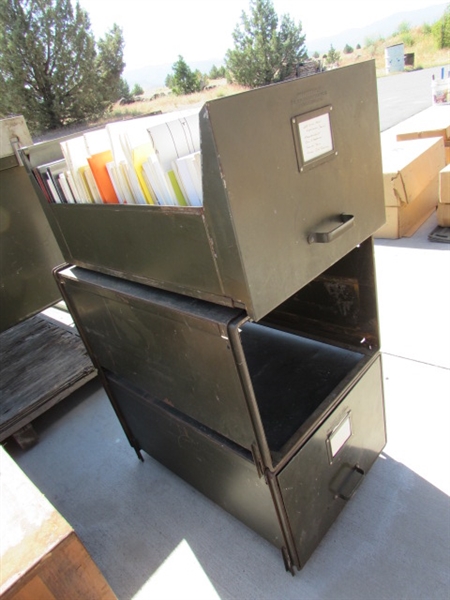 PAIR OF HEAVY DUTY STACKING METAL FILE DRAWERS W/CONTENTS