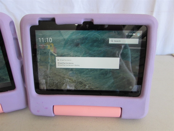 2 AMAZON FIRE TABLETS W/CHILD FRIENDLY CASES