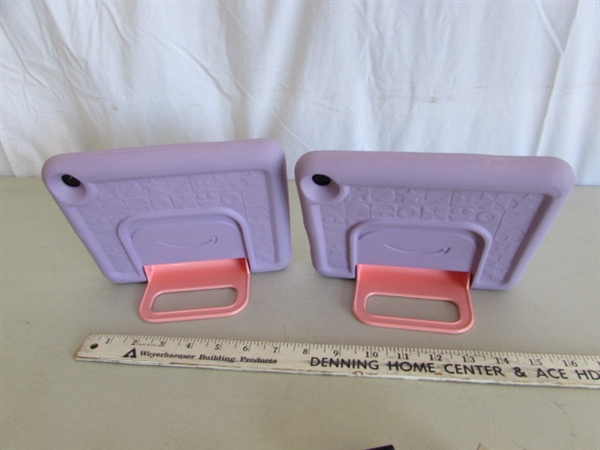 2 AMAZON FIRE TABLETS W/CHILD FRIENDLY CASES