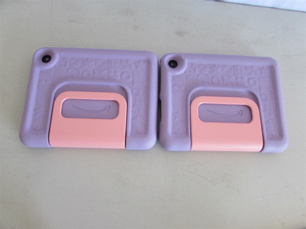 2 AMAZON FIRE TABLETS W/CHILD FRIENDLY CASES