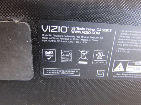 VIZIO SOUND BAR & SUBWOOFER