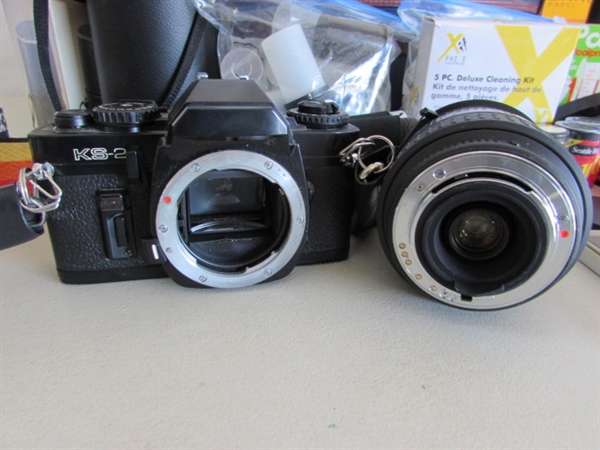 35mm SEARS CAMERA W/EXTRA LENSES, FILM & MORE