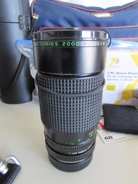 35mm SEARS CAMERA W/EXTRA LENSES, FILM & MORE