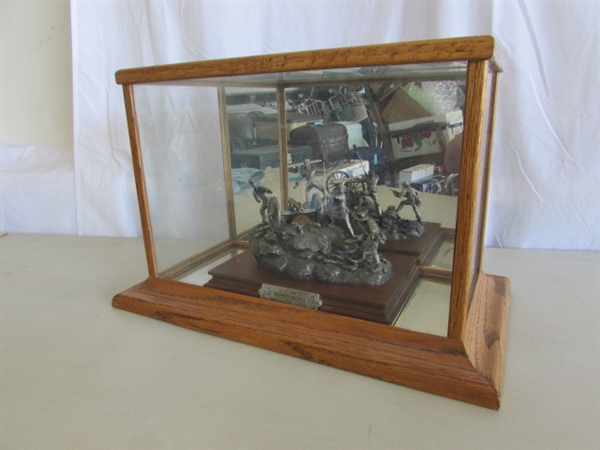 PEWTER PICKETT'S CHARGE SCULPTURE W/MIRRORED CASE